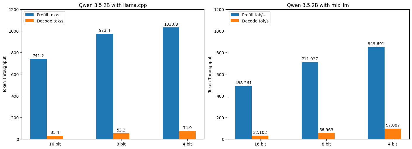 Graph of Qwen 3.5 2B across two engines.